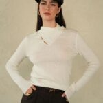 חולצת סריג מאריז-לבן